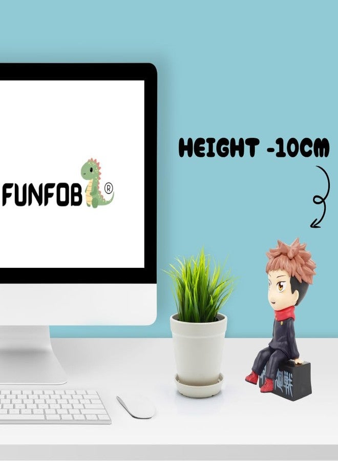 FUNFOB Jujutsu Kaisen Yuji Itadori Action Figure Height -10cm Collectible for Anime Fans Manga Weeb PVC Multicolour (Yuji On Box) - Image 3